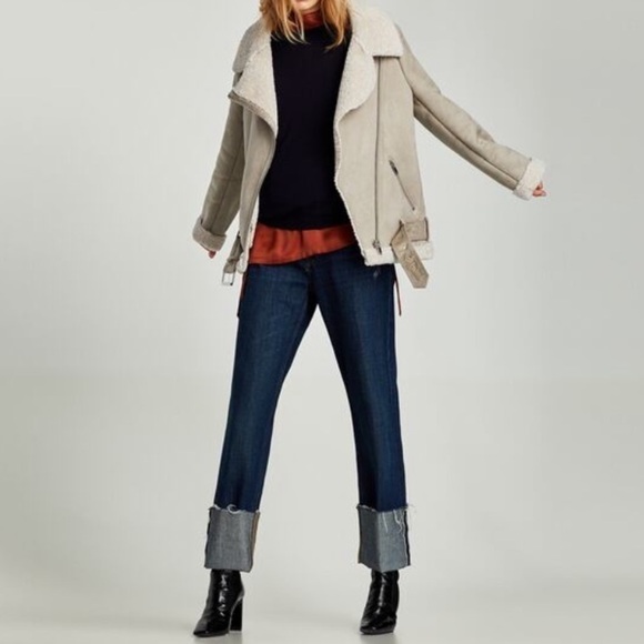 New Zara Textured Warm Biker Jacket - Picture 3 of 13